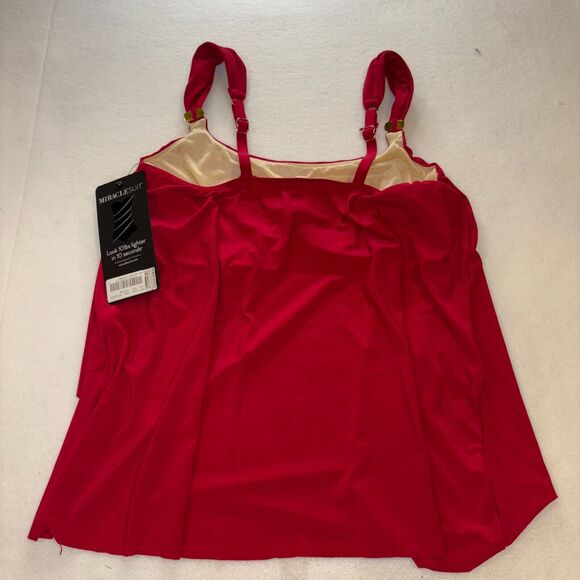 Miraclesuit Grenadine Red Razzle Dazzle Underwire Tankini Swim Top Size 12 New - Picture 5 of 5